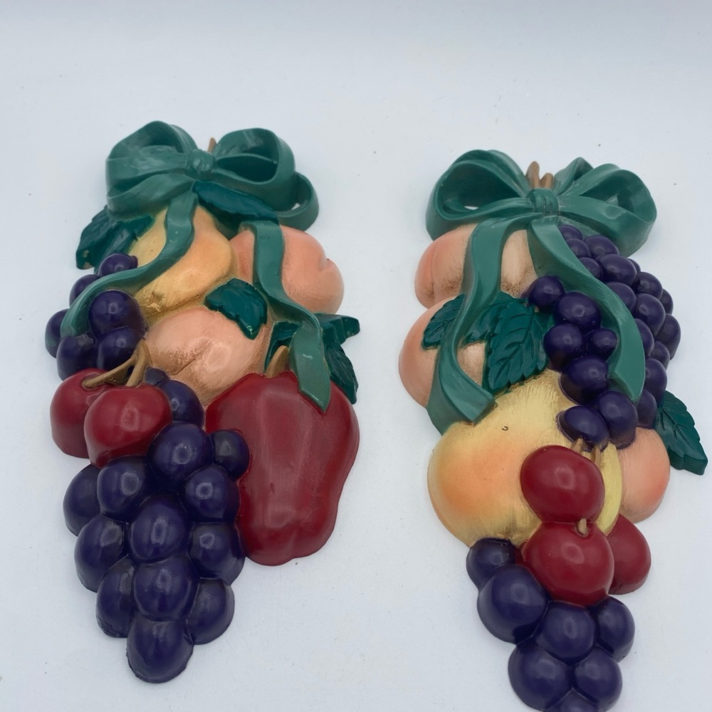 VTG 90’s  Burwood Products Fruit Kitchen Wall Decor Grapes apple 8.5”